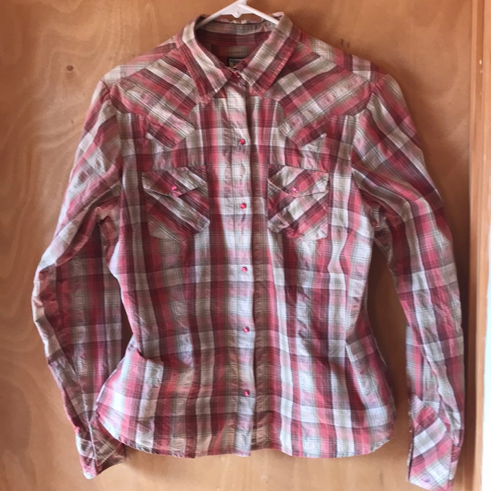 Shyanne plaid cowgirl, snap up shirt, size large